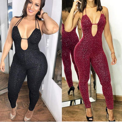 Wholesale Fashion Backless Sexy Sleeveless Tight Jumpsuit L0225