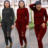 Hiking Hollow Out Pants Suits Pure Color Long Clothes BN9126