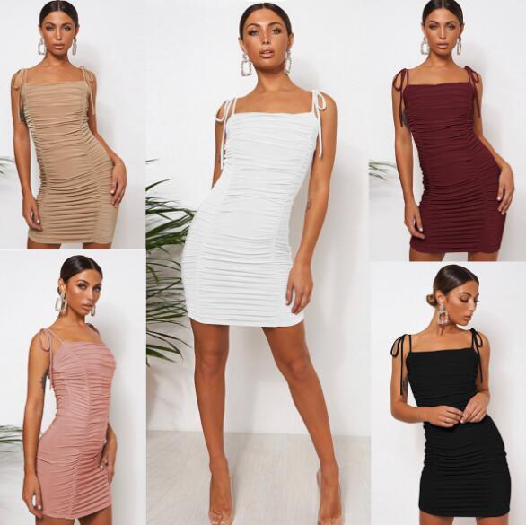Sexy suspenders pleats ladies dress ZY9933