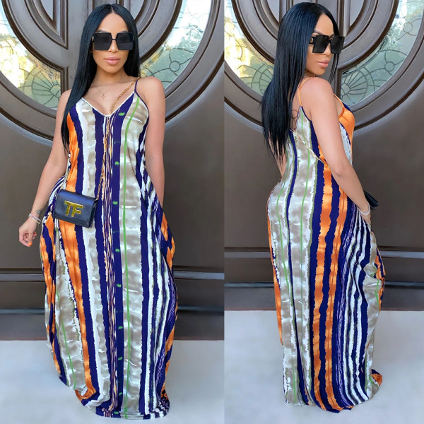 V-neck hanging wide loose dress FS156
