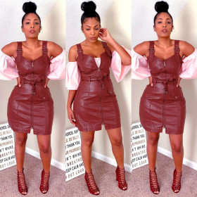 Strap zip tie casual skirt F8235