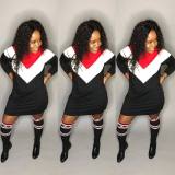 Casual Colorblock Long Sleeves T Shirt Dress HG5136