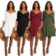 Cheap Solid Color Elastic Waistband Short Dress WMZ2386