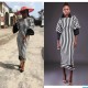 Cheap Black and White Stripes Print Bishop Sleeve Casual Dress KSN5103