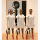 Factory Price Women Pleated Sleeves White Short Dress AA5023