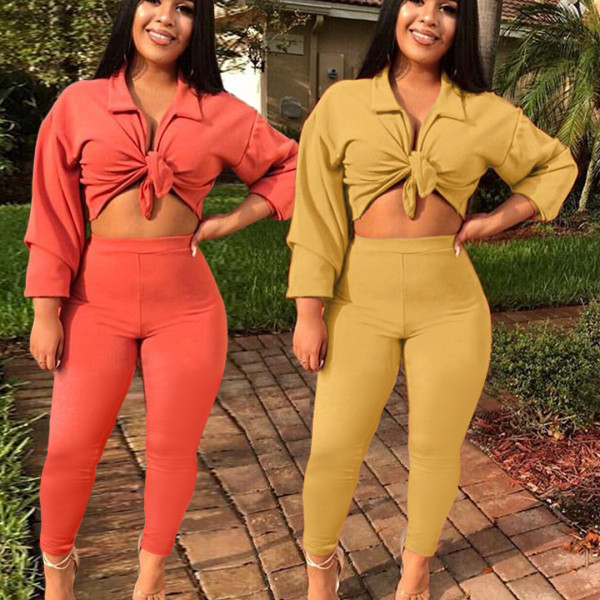Fashionable women's word solid color cute casual suit YZM7040