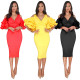 Fashion Elegant Ruffle Sleeves Midi Dress For Party MY9184