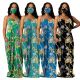 Sexy Digital Printed Suspenders Backless Loose Long Dress SMR9646