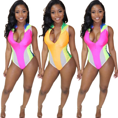 Beach Summer Color Patchwork One-Piece Ladies Bikini HY5076