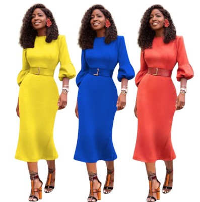 Sexy slim dress lantern sleeve dress YMT6169