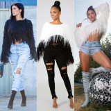 Tassel Fringe Beading Crop Sweaters ZS031