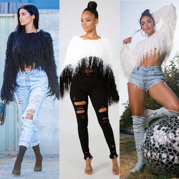 Tassel Fringe Beading Crop Sweaters ZS031
