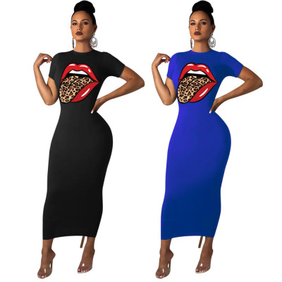 Tongue printed multicolor dress MD312