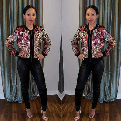 Winter Colorful Glitter Sequins Short Jackets TRS887