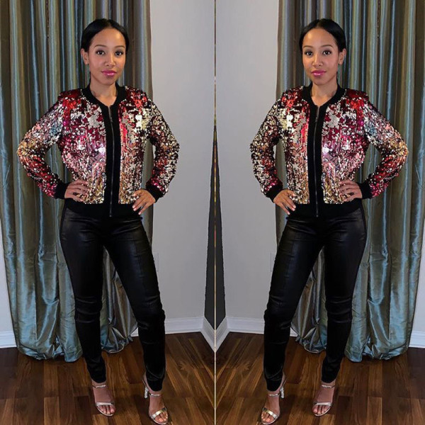 Winter Colorful Glitter Sequins Short Jackets TRS887