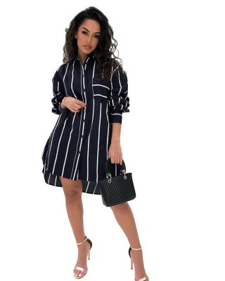 Fashion Women's Single Breasted Long Sleeves Casual Shirt Dress YS325