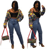 Fashionable Winter  Long Sleeve Colorful Printed Down Coat QZ4547