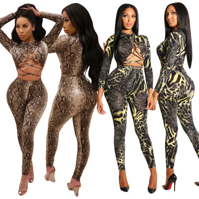 Unique Bandage Snake Printing Tight Jumpsuits For Sale CM271