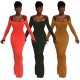 Party Slim Ribber Plain Color Spaghetti Strap Long Dress BS1126