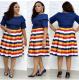 New Design Oversize Stripe Splicing Flat Shoulder Midi Dress CF100701