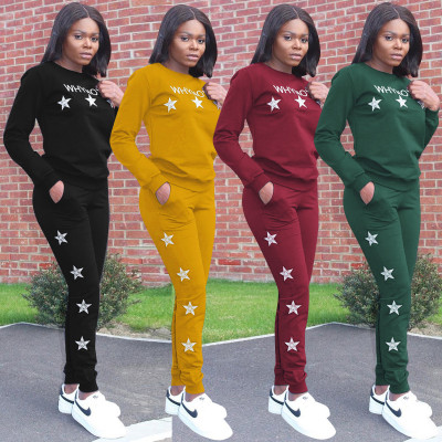 Latest Bodycon Stars Pattern Women Track Suits ALS059