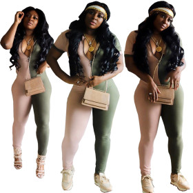 Sexy women's two-color stitching jumpsuit HY5135