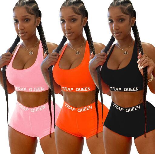 Sexy letter printed two-piece suit women DN8382