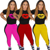 Women's Fashion Casual Sports Lips Fall Winter Set W8300
