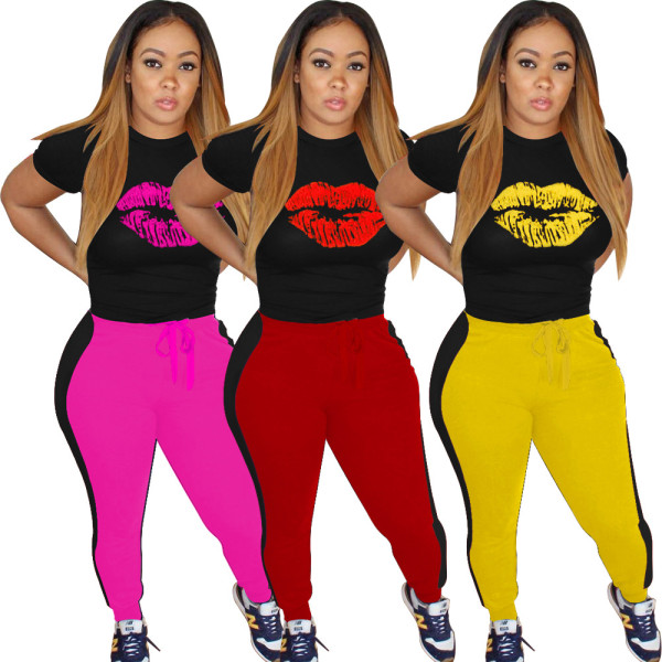 Women's Fashion Casual Sports Lips Fall Winter Set W8300