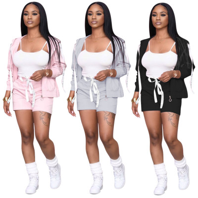 Casual sports plain three-piece suit with T-shirt OFN6431
