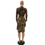 Long sleeve irregular leopard print blouse FM1242