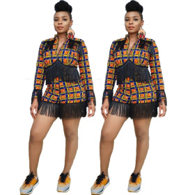 Unique Ladies Checks Long Sleeves Tassel Jumpsuit CCY8153