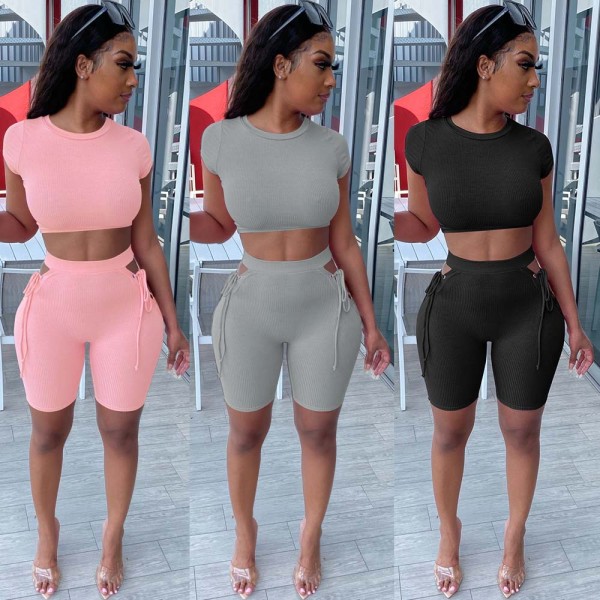 Sexy short-sleeved short-sleeved trousers two-piece nightclub suit KA7115
