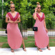 Women's V-neck split dress dress K8912