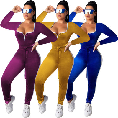 Sport Bodycon Solid Color Winter Long Sets For Daily Wear ZH5118