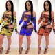 Colorful print cutout dress TK6063