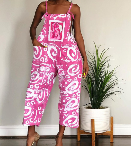Lovely Loose Fitting Printing Strappy Jumpsuit LM9089