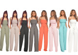 Women's casual flat shoulder wrap chest wide leg jumpsuit TS1035