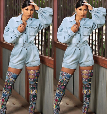 Sexy fashion denim female bodysuit SMR9573