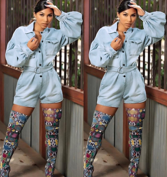 Sexy fashion denim female bodysuit SMR9573