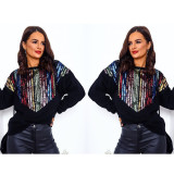 Colorful Sequins Long Sleeves T Shirts TRS904