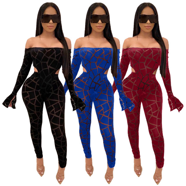 Off Shoulder Bodysuit Pencil Pants Wholesale Price Lady Printing Sets MN8087