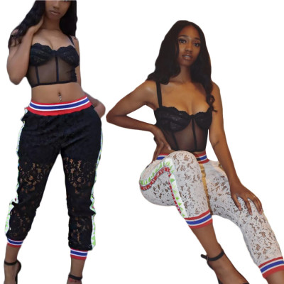 All-Match Stripe Patchwork Bodycon Pants For Wholesale BLX7328