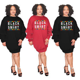 Letter Print T Shirts Hoodie Dress OMY5069