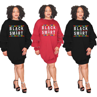 Letter Print T Shirts Hoodie Dress OMY5069