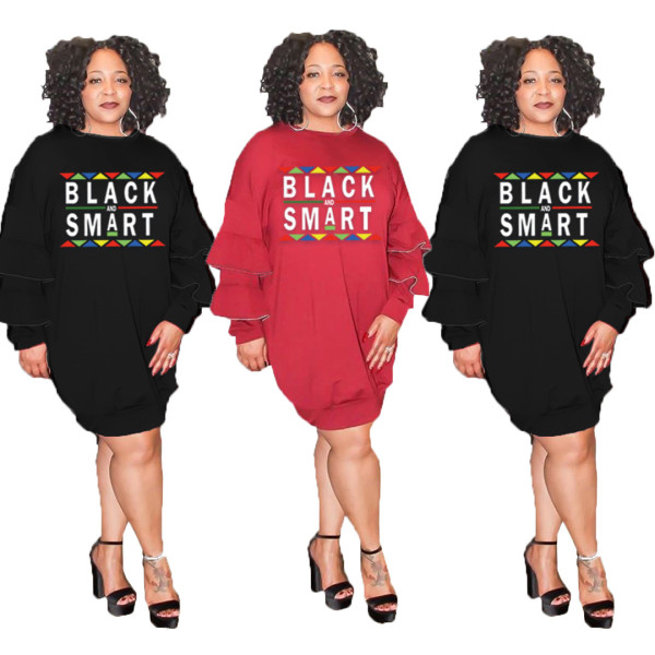 Letter Print T Shirts Hoodie Dress OMY5069