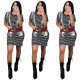 Cheap Slim Fitting Stripe T-Shirt Dress With Sequined Pockets OMY5008