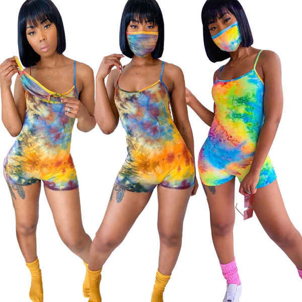 Sexy cute tie-dye (including mask) jumpsuit HY5156