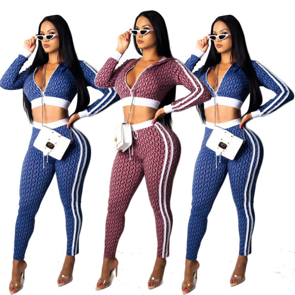 Wholesale Letters Printing Outfits Pencil Pants Hooded Coat MY9287