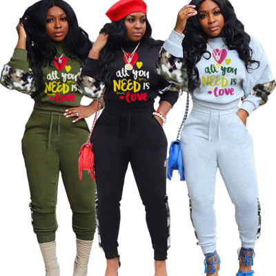Multicolor Printing Tops Winter Pants Women Two-Piece Sets HY5129